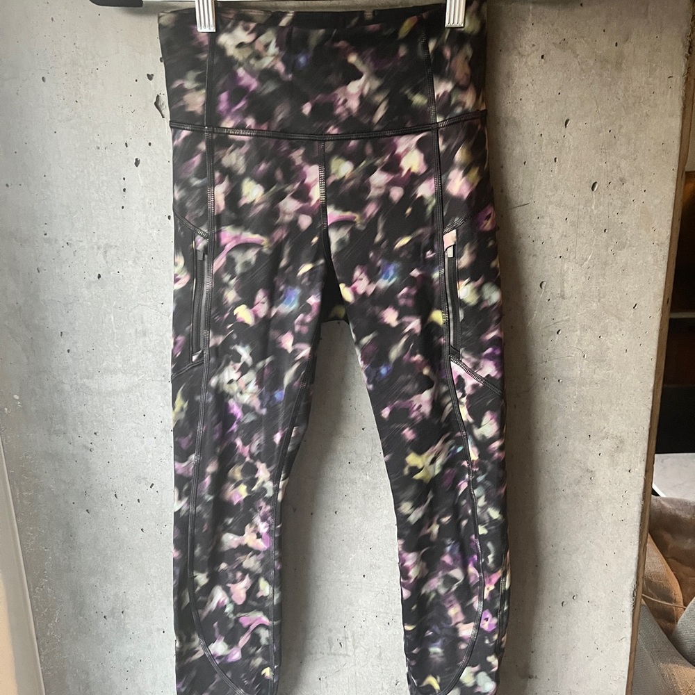 Athlete colorful full length workout leggings
